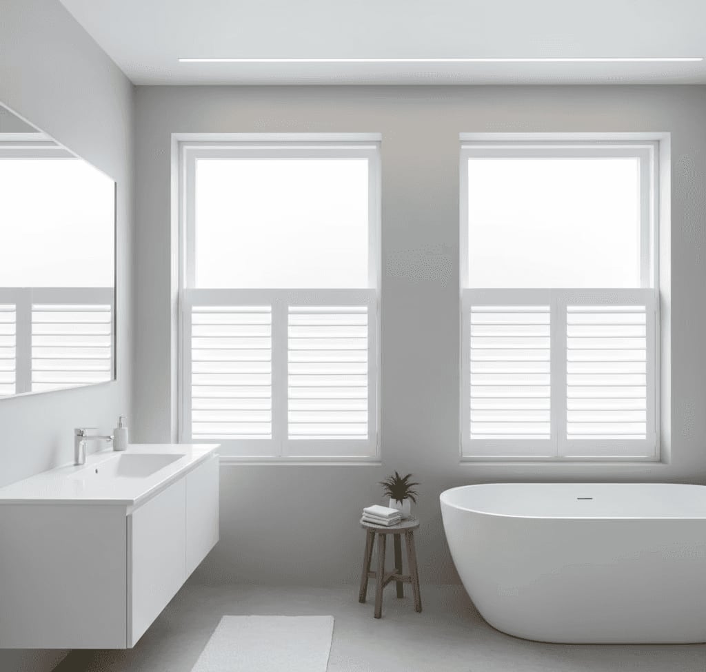 White painted basswood plantation shutters