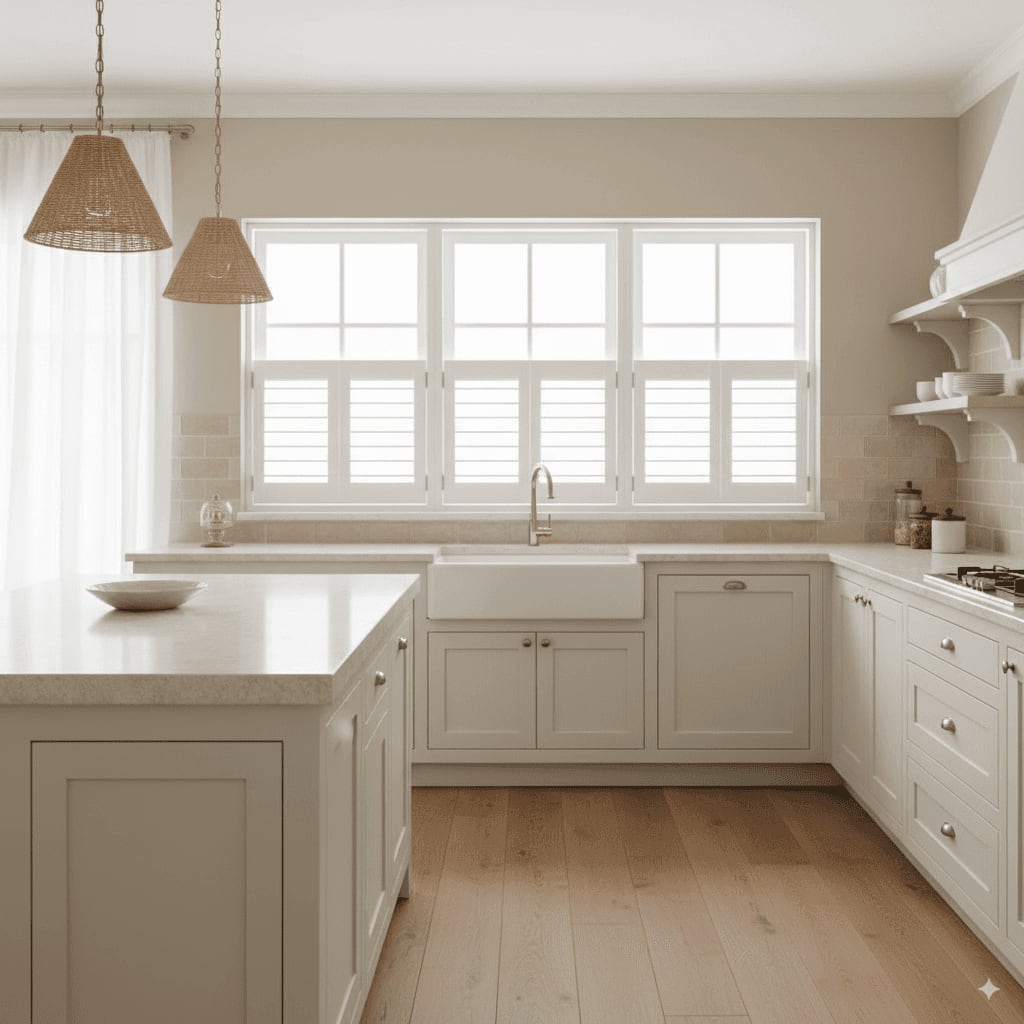 White painted basswood plantation shutters